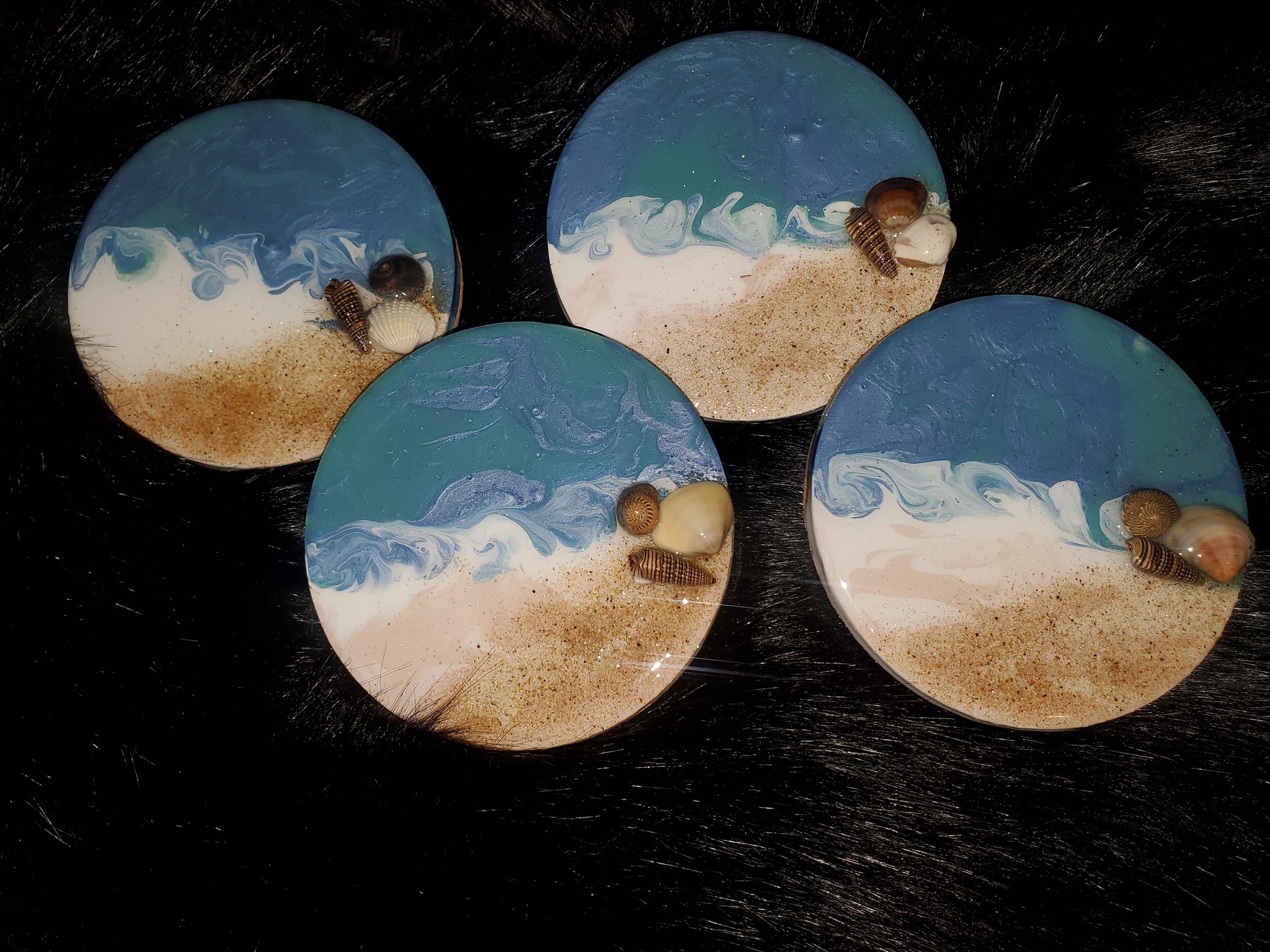 Round Ceramic Coaster Set - "Life Is A Beach: